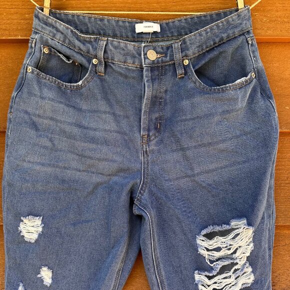 Forever 21 High Rise Ankle Distressed Lose Fit Blue Jeans Size 28 - Picture 4 of 13